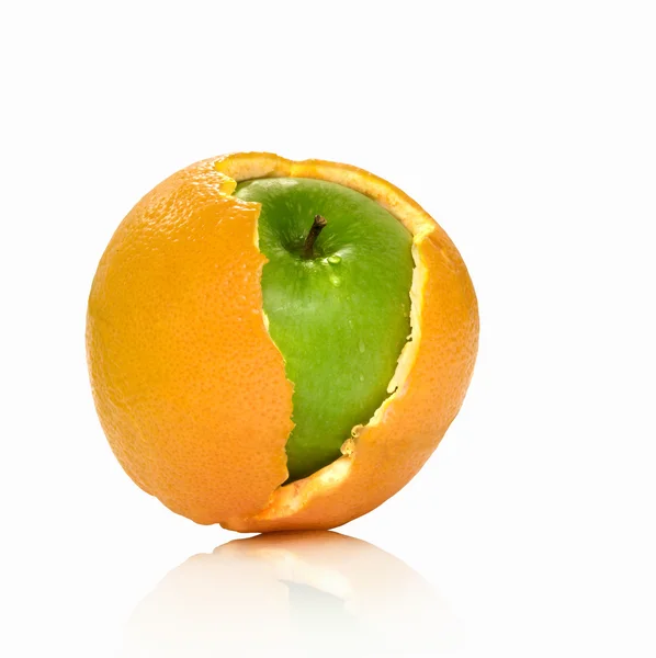 stock image Apple and orange hybrid. On a white background the isolated