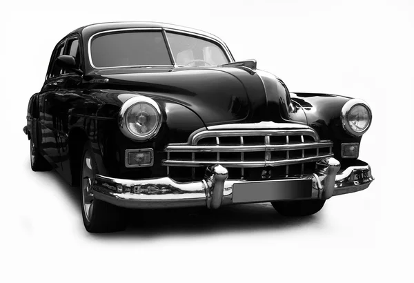 Black a retro the car on a white background. Isolated — Stock Photo, Image