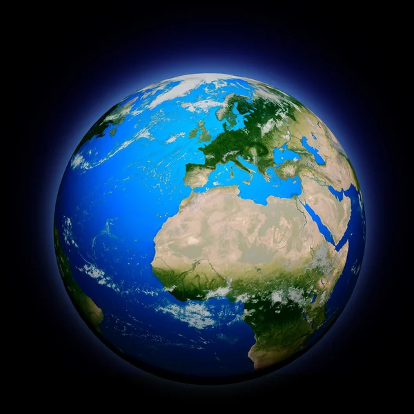 3d generated blue earth, africa — Stock Photo, Image