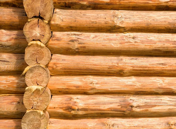 stock image Wall from logs. Russian log hut