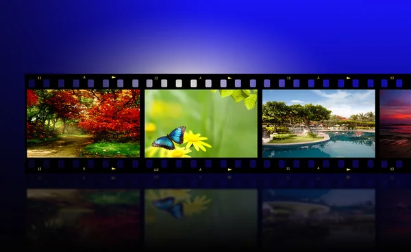 Filmremsa med olika bilder - livet och naturen (mina bilder) — Stockfoto