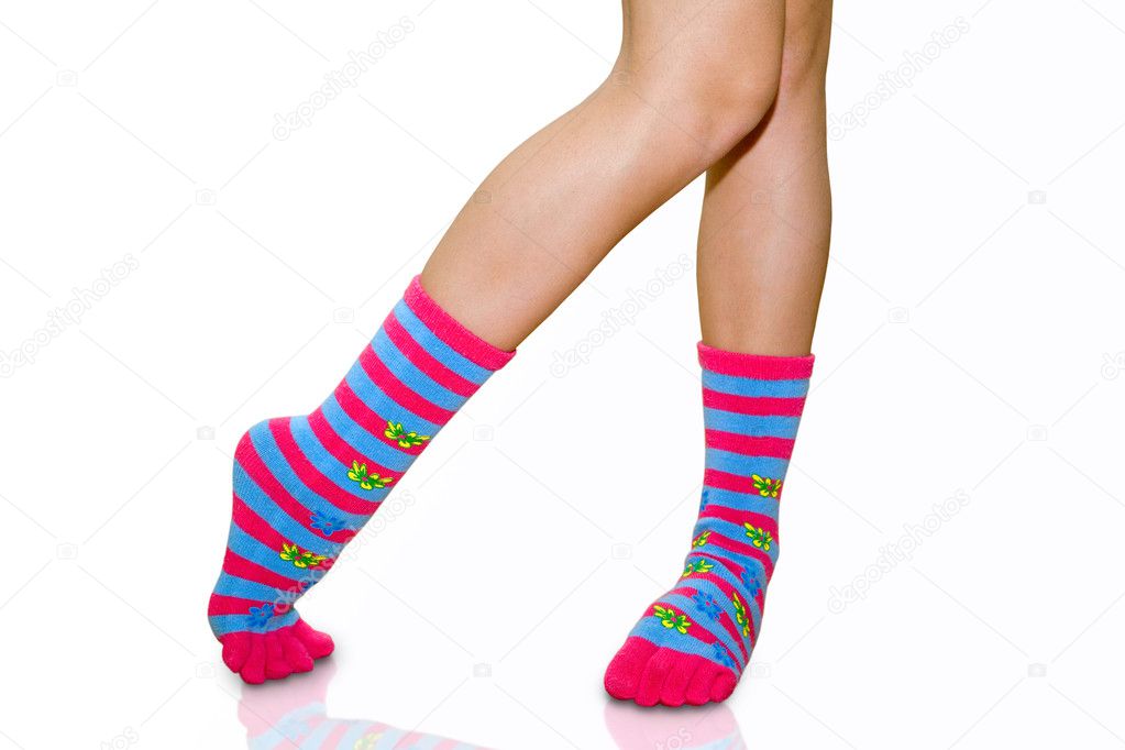 Woollen short stockings. Isolated on a white background