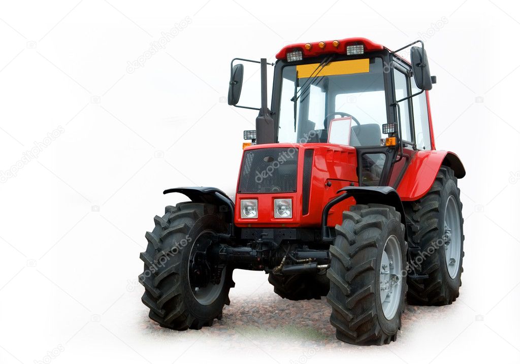 Wheeled tractor on a white background