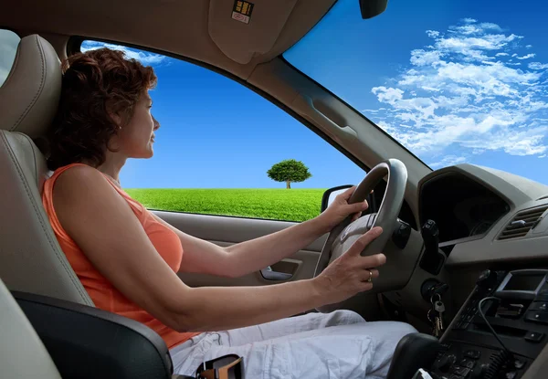 The woman, the car — Stock Photo, Image
