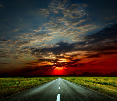 The road at sunset clipart