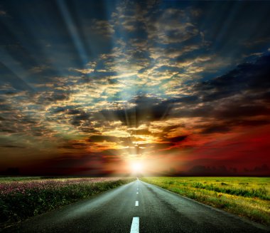 The road at dusk clipart