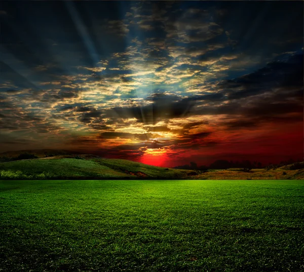 Rural scene on sunset — Stock Photo, Image