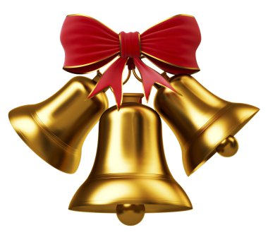 Golden bells with red bow clipart