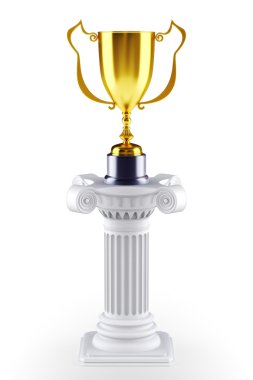 Golden trophy cup on a pedestal clipart