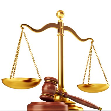 Justice scale and wood gavel clipart
