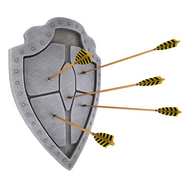 Medieval brushed shield which arrows clipart