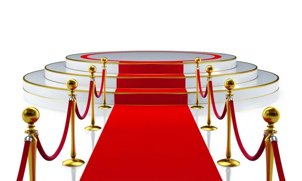 Kruhové pódium s červený koberec — Stock fotografie