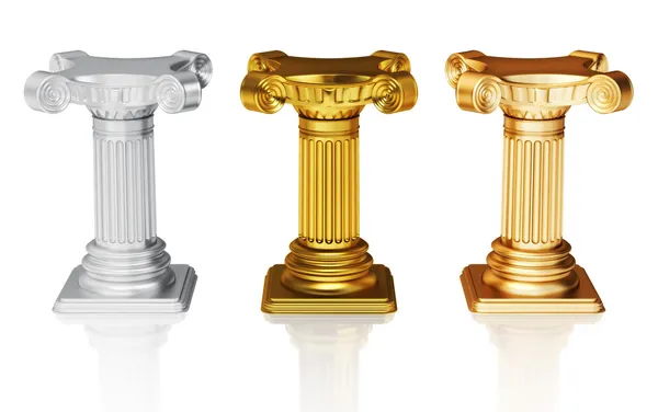 Pedestales de plata, oro y bronce — Foto de Stock