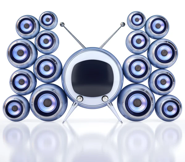 Sphere style TV and loudspeakers — Stock Photo, Image