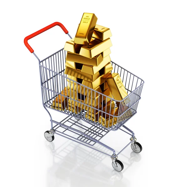 Arany rúd a bevásárlókosár — Stock Fotó