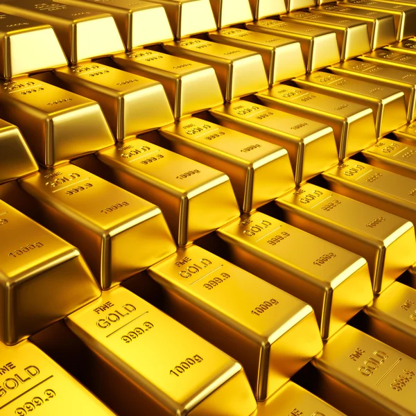 Barras de ouro empilhadas — Fotografia de Stock