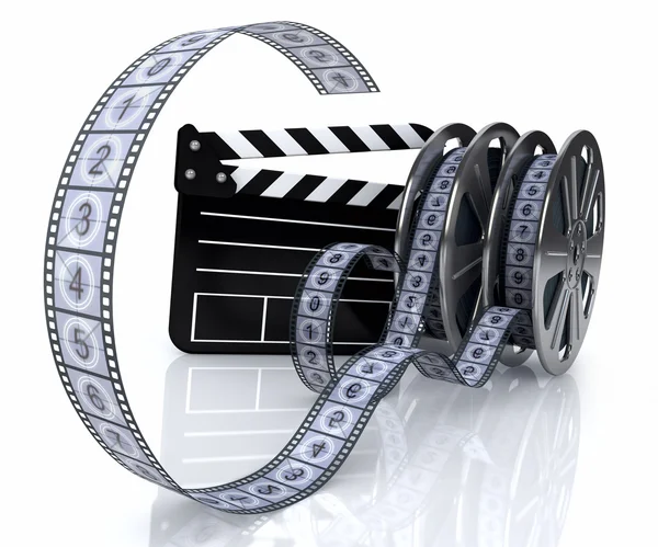 Bobinas de filme e estado do filme em um fundo branco — Fotografia de Stock