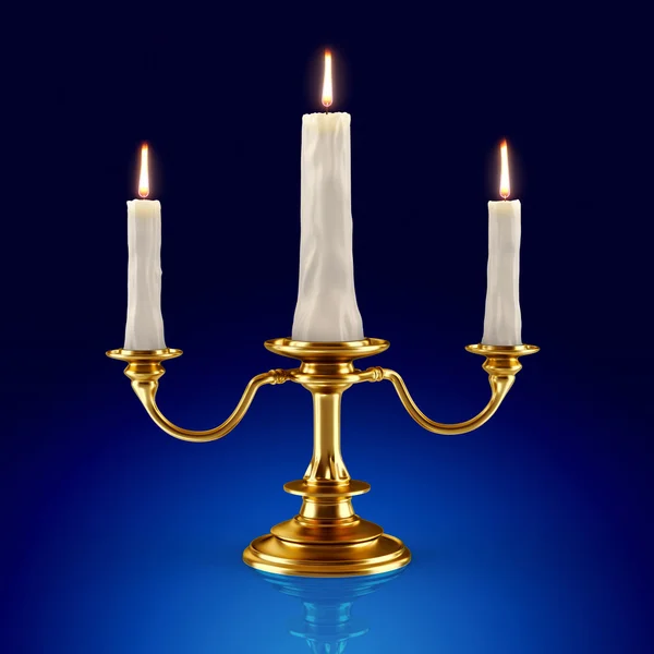 stock image Golden candleholder which burning candles