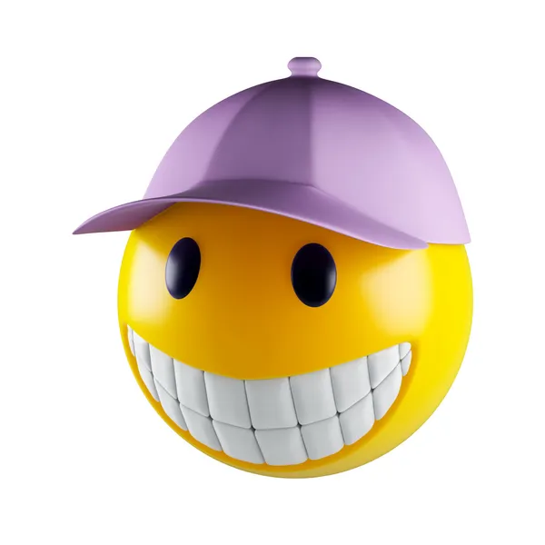 Smiley face with baseball cap — Stock Photo, Image