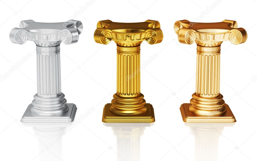 Silver,gold and bronze pedestals
