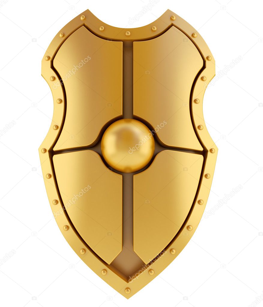 Golden medieval shield