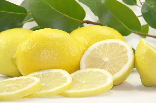 Citroner med blad — Stockfoto