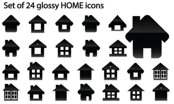 stock vector Set of 24 glossy home icons