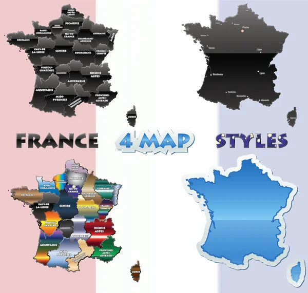 França mapa definido —  Vetores de Stock