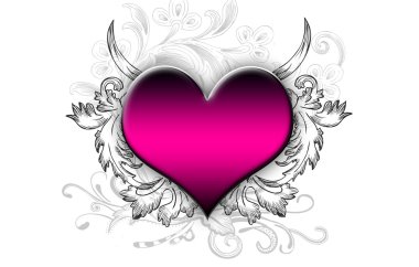 Big pink heart on a dark white background clipart