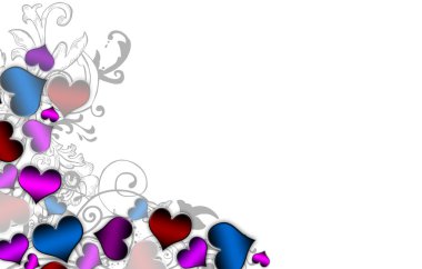 Colored hearts making the left border on a white background clipart