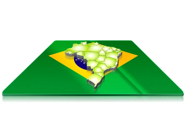 Jednoduchý 3d mapa Brazílie — Stock fotografie