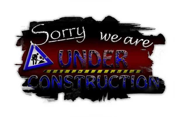 Sorry we are under construction dark red — Stock Photo, Image