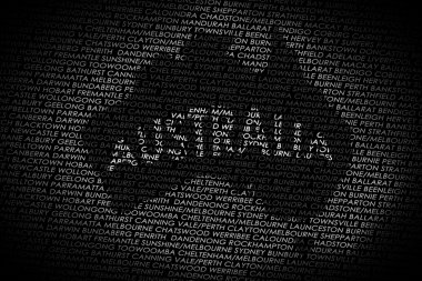 Australia map from text clipart