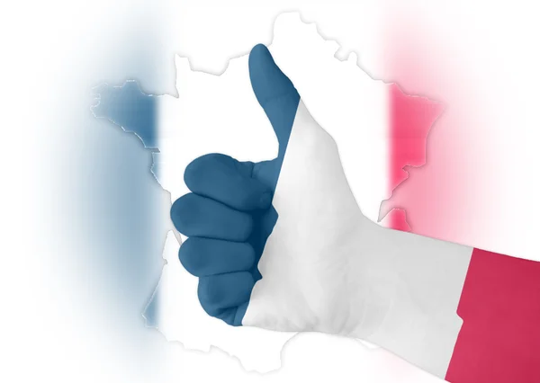 stock image Thumb up with digitally body-painted France flag