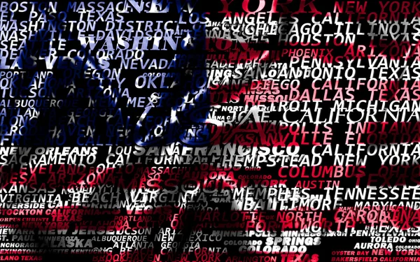 Word cloud formed from the cities of USA — Stock Photo, Image