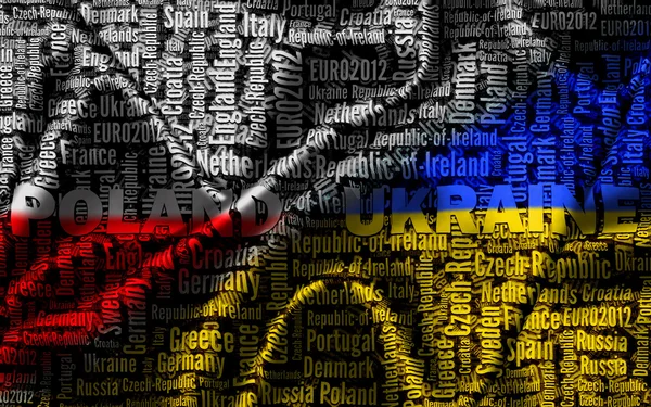 Nube de palabras de equipos calificados EURO 2012, versión de bandera — Foto de Stock
