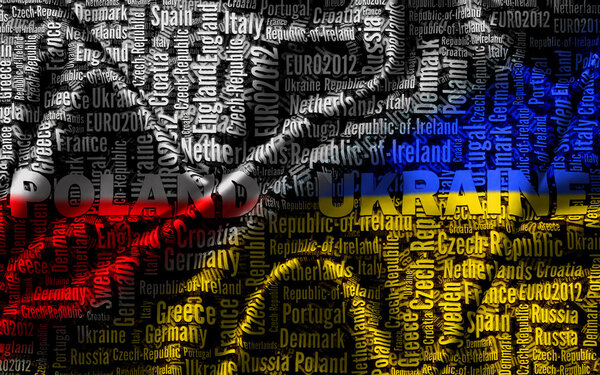 Облако слов квалифицированных команд ЕВРО-2012, версия флага
