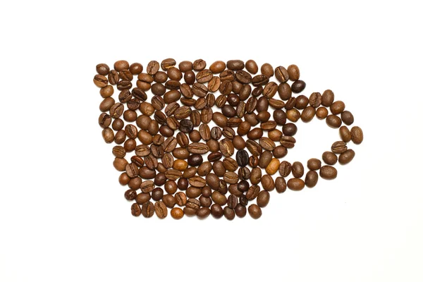 Fincan kahve çekirdekleri ile yapılan — Stok fotoğraf