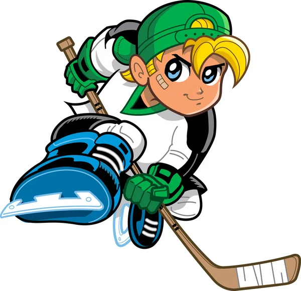 Anime Manga Boy Hockey Player — Stock Vector