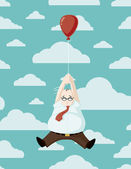 Adrift Carried Away Cartoon Vector Illustration of a Portly Businessman Being Carried Away on a Balloon