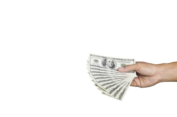 Ruka drží peníze dolarů — Stock fotografie