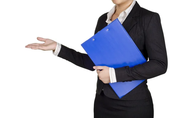 A businesswoman holding document — Stock Photo, Image