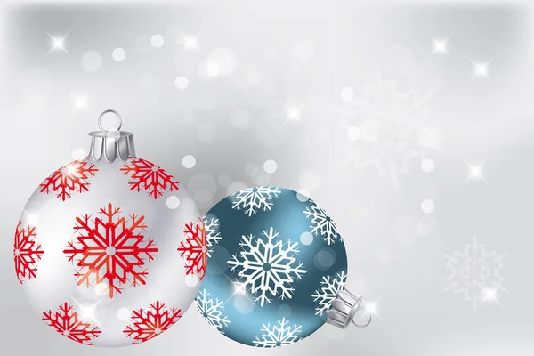 Neutro sfondo natalizio con palline, fiocchi di neve e stelle — Vettoriale Stock