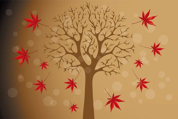 Podzimní strom s padající listí — ストックベクタ