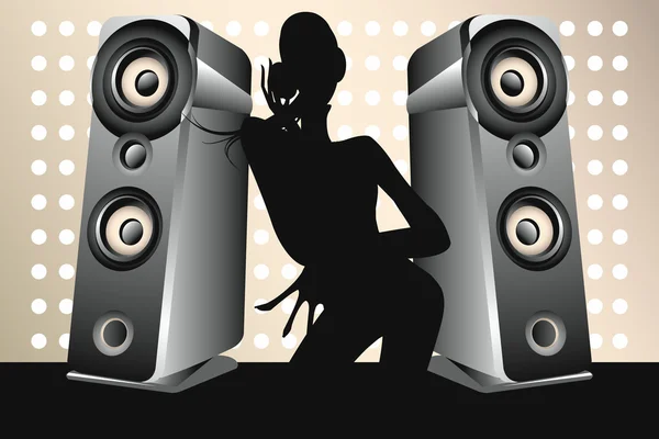 Dançando DJ feminino — Vetor de Stock