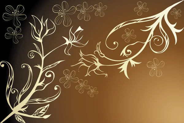 Design floral doré — Image vectorielle