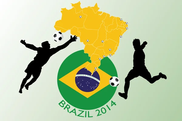 Brasile 2014 - Illustrazione del calcio — Vettoriale Stock