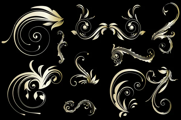 Golden floral vintage pattern — Stock Vector