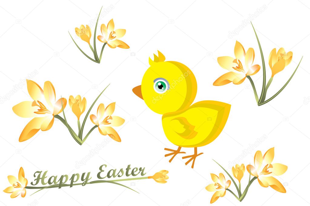 Easter card with little chick