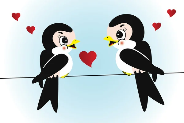 Cute swallows in love — Stock Vector